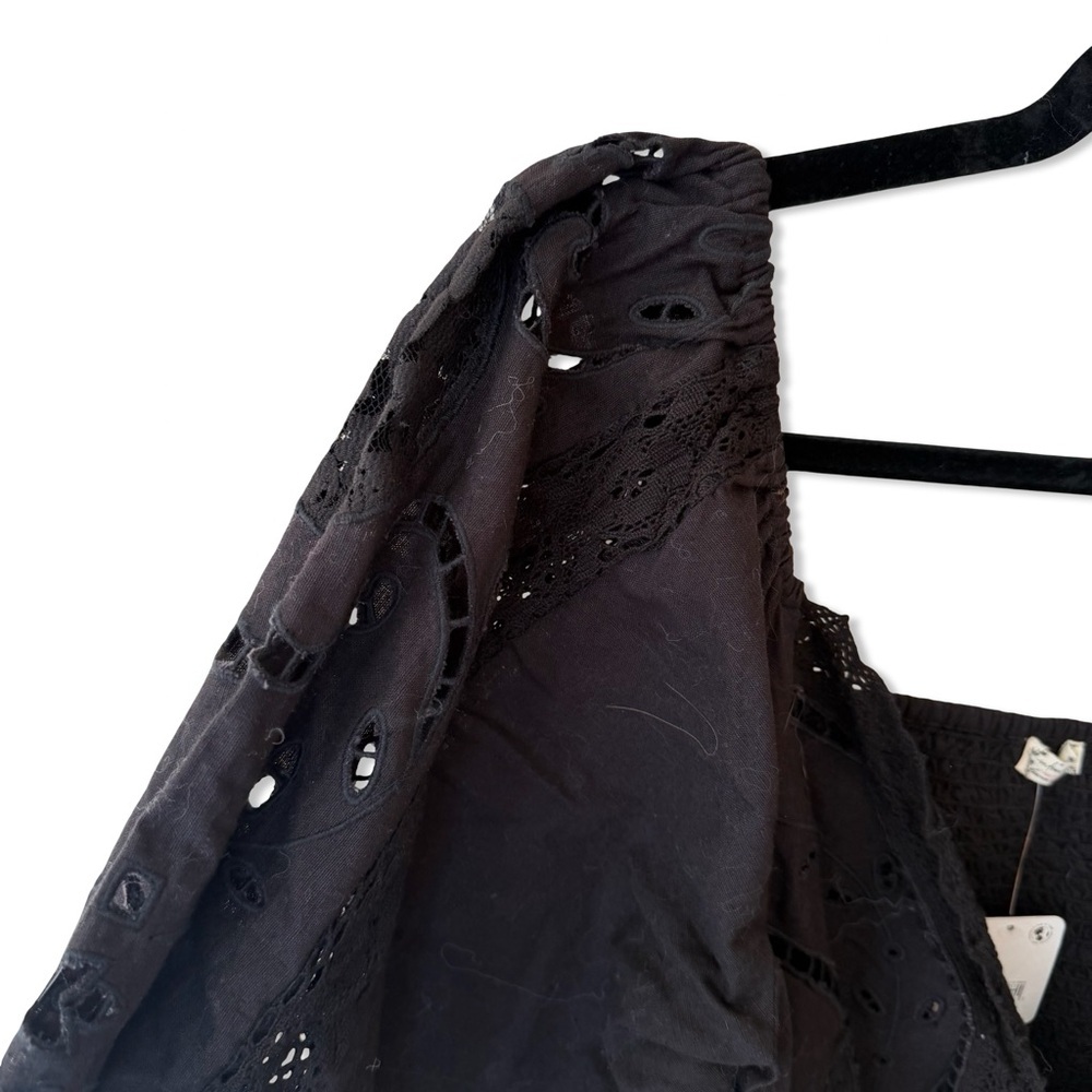 Free People Regina Black Blouse intimately bodysuit corset Victorian NWT L - Picture 4 of 8